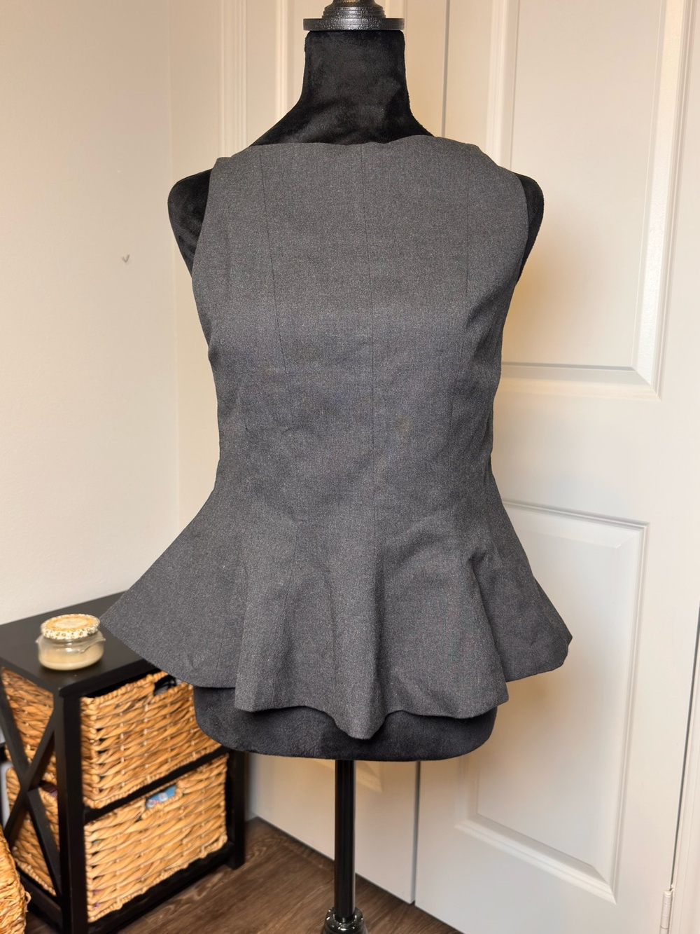 Zara Charcoal Gray Peplum Sleeveless Top